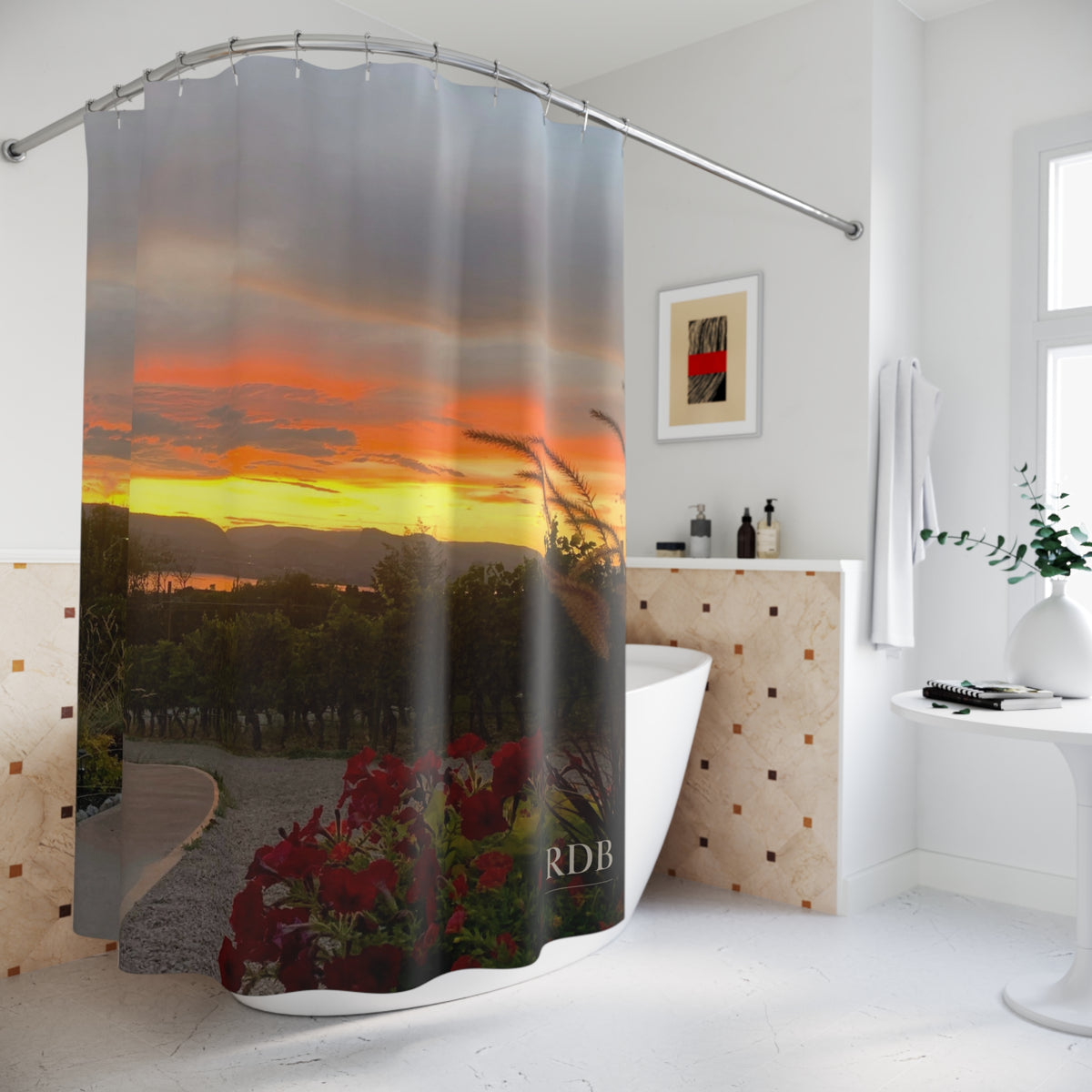 Winery Lake View Shower Curtain