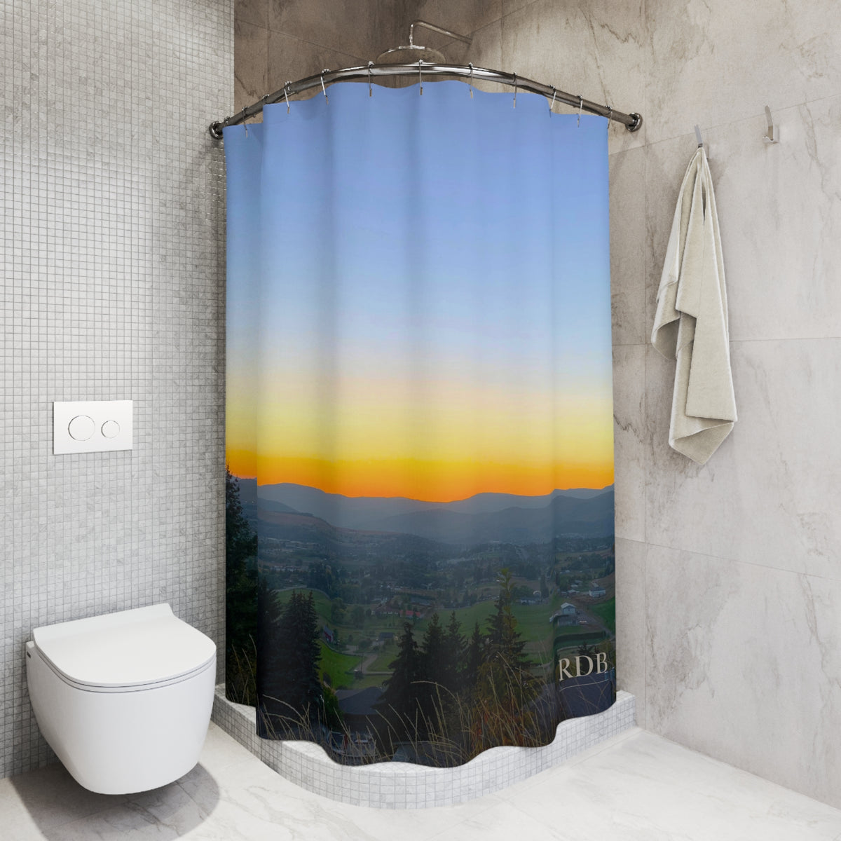 Sunset Over the Valley Shower Curtain