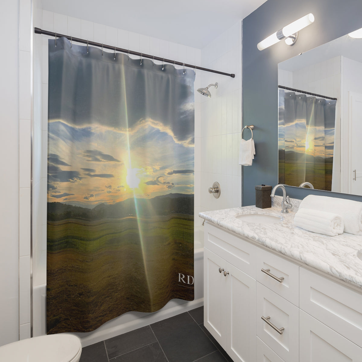 Golden Sunset Shower Curtain