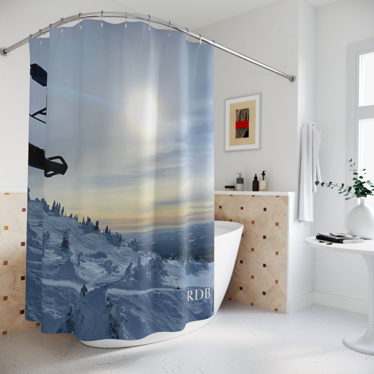 First Chair Snowboard Ski Shower Curtain