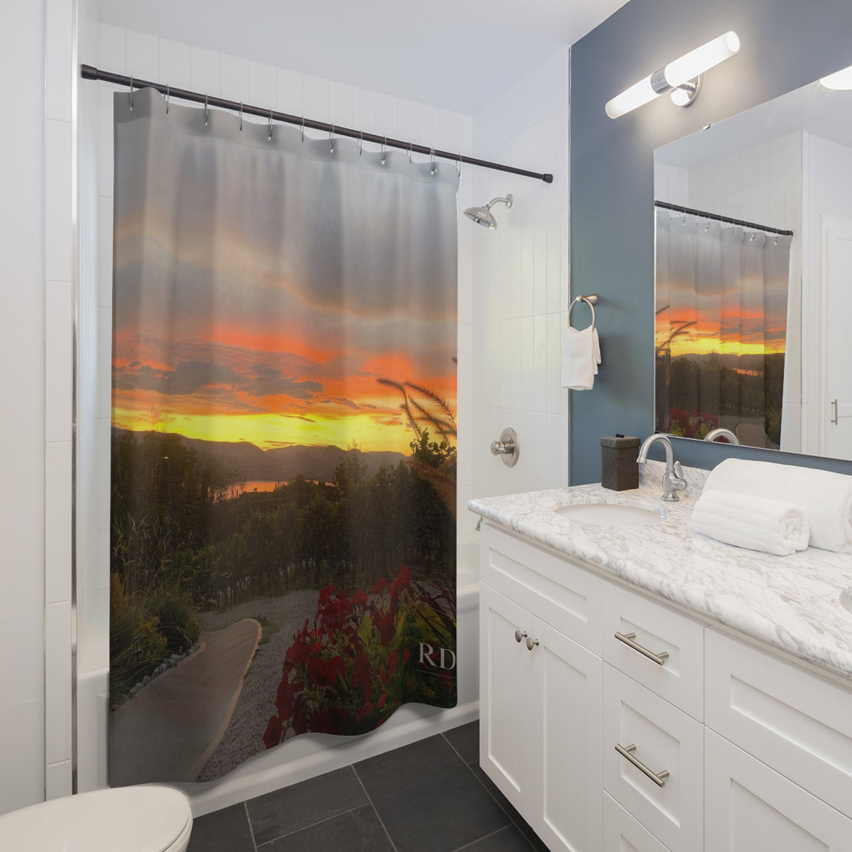 Winery Lake View Shower Curtain