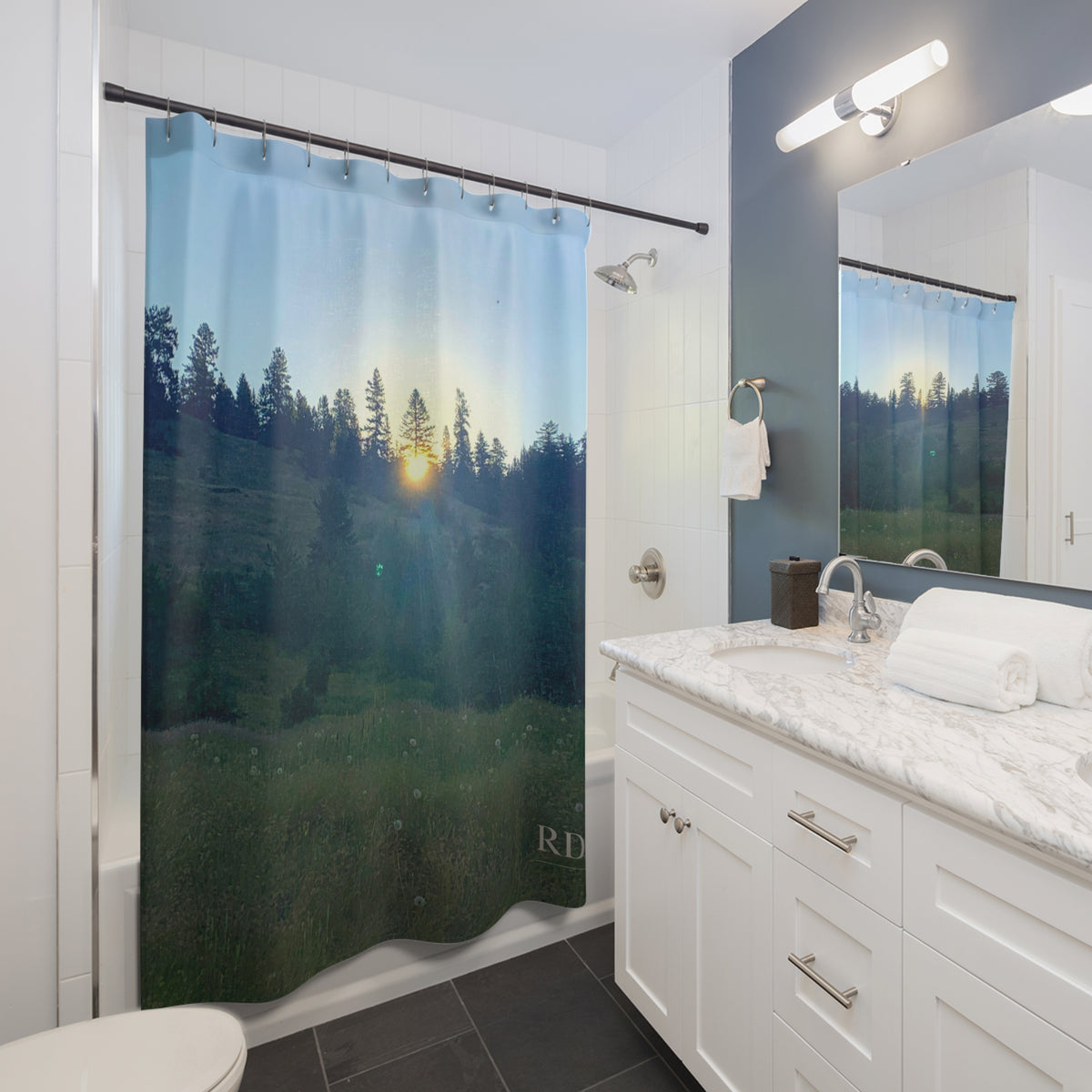 Sunrise in the Meadow Shower Curtain