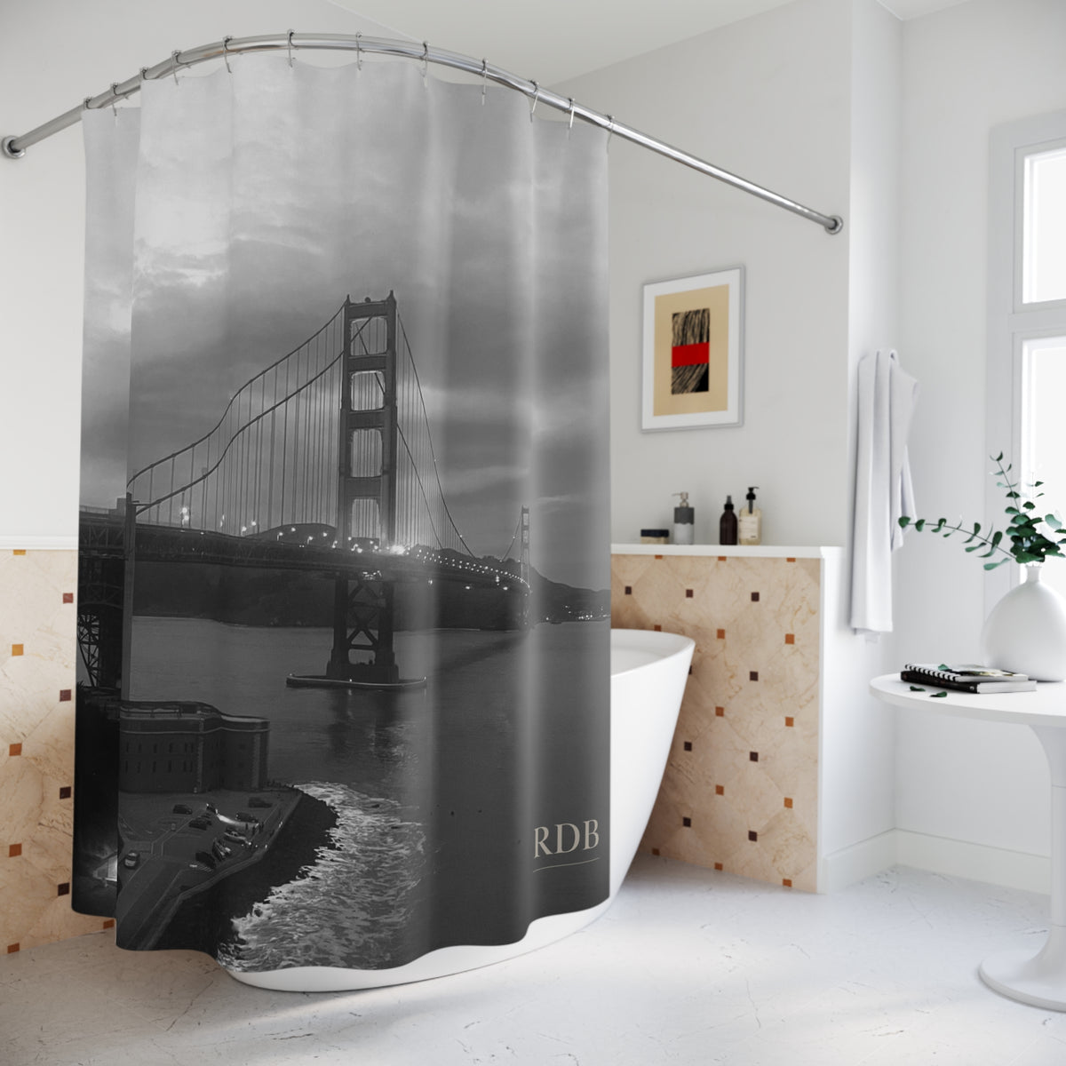 Golden Gate Bridge Black & White Shower Curtain