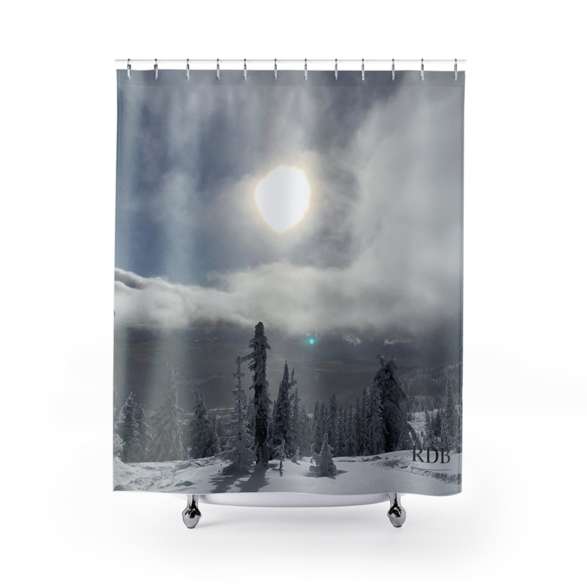 Powder Day Snowboard Ski Shower Curtain