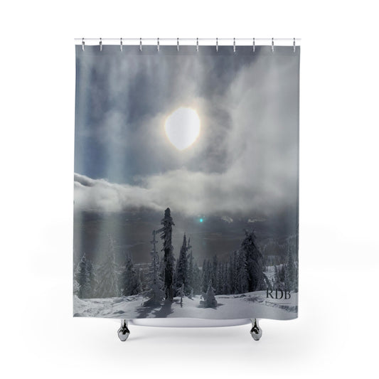 Powder Day Snowboard Ski Shower Curtain