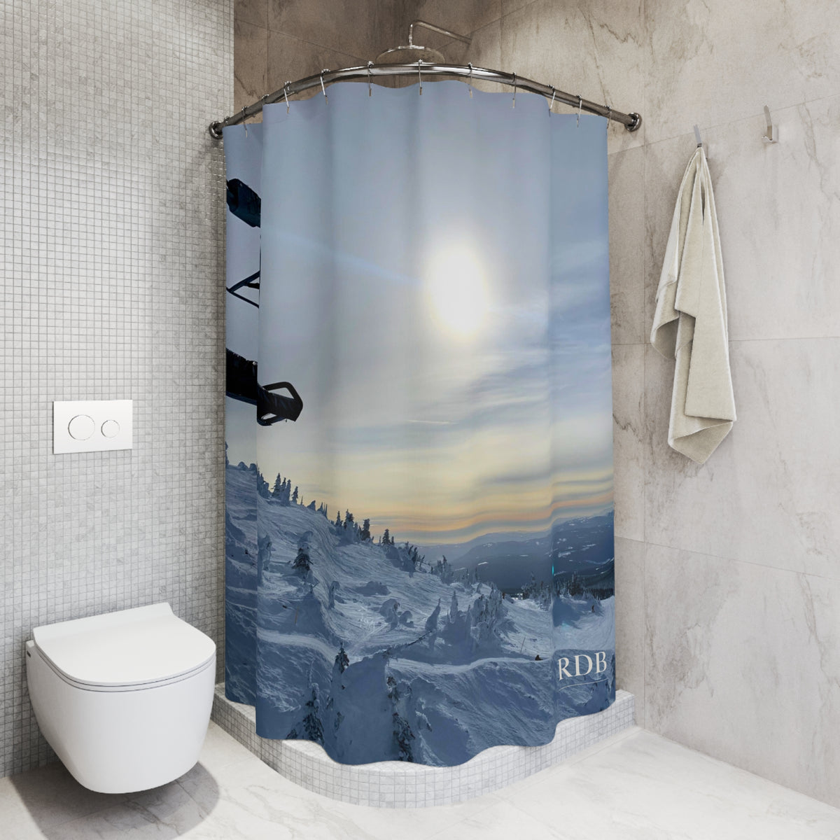 First Chair Snowboard Ski Shower Curtain