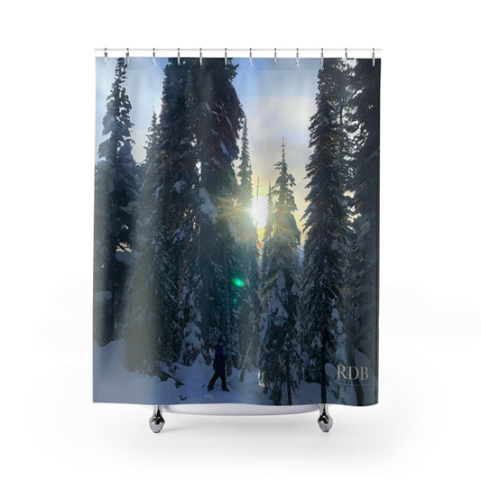 Tree Run Snowboard Ski Shower Curtain