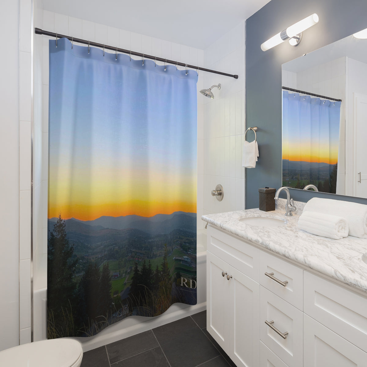 Sunset Over the Valley Shower Curtain