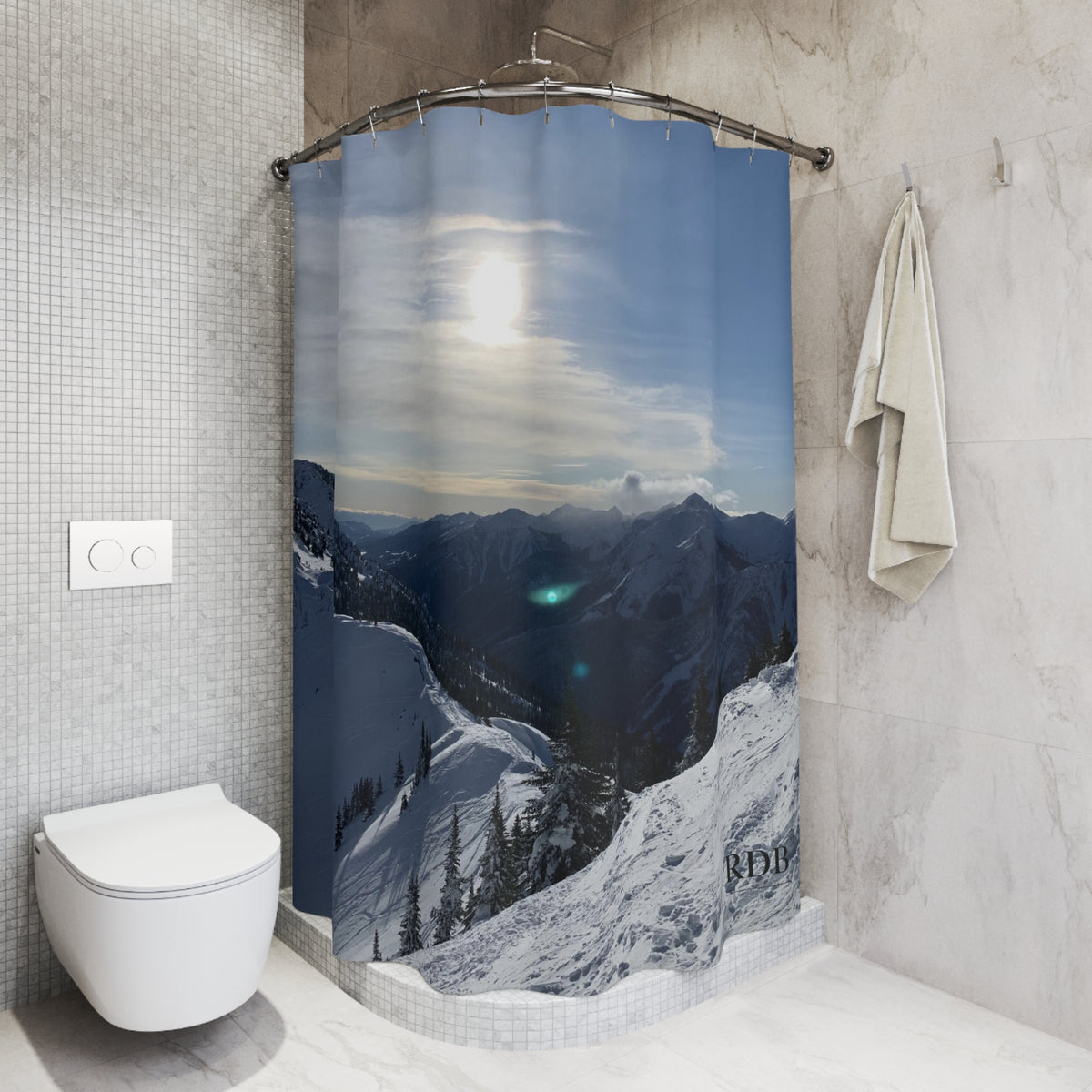 The Mountains are Calling Shower Curtain