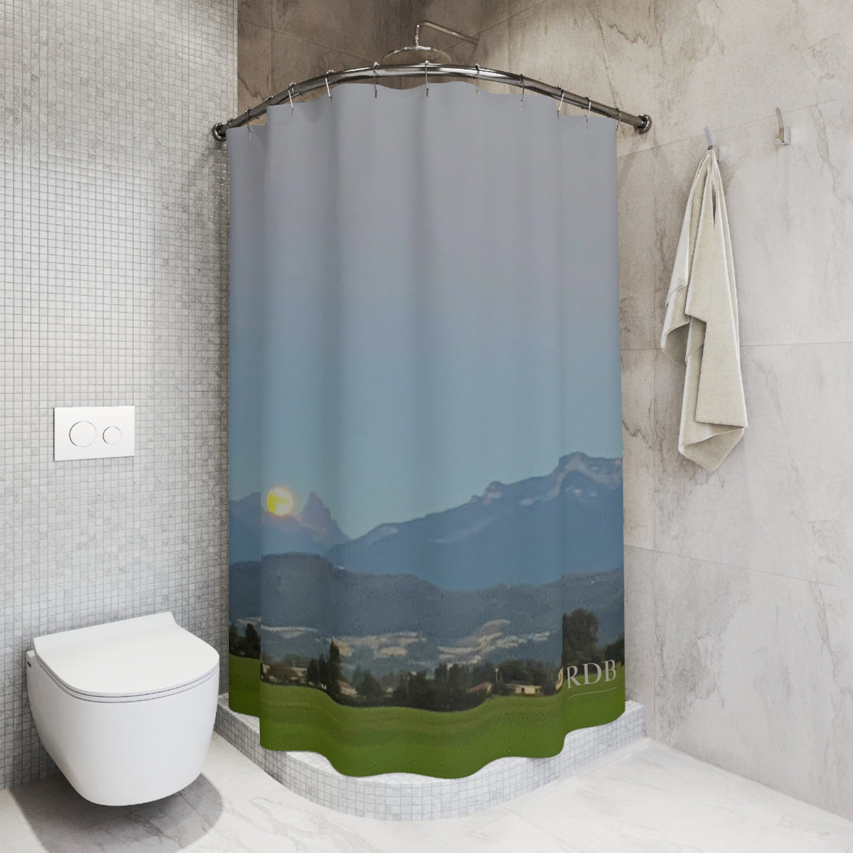 Full Moon Over Mountains Shower Curtain