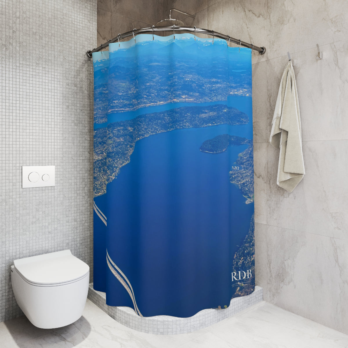 Seattle Aerial View Shower Curtain