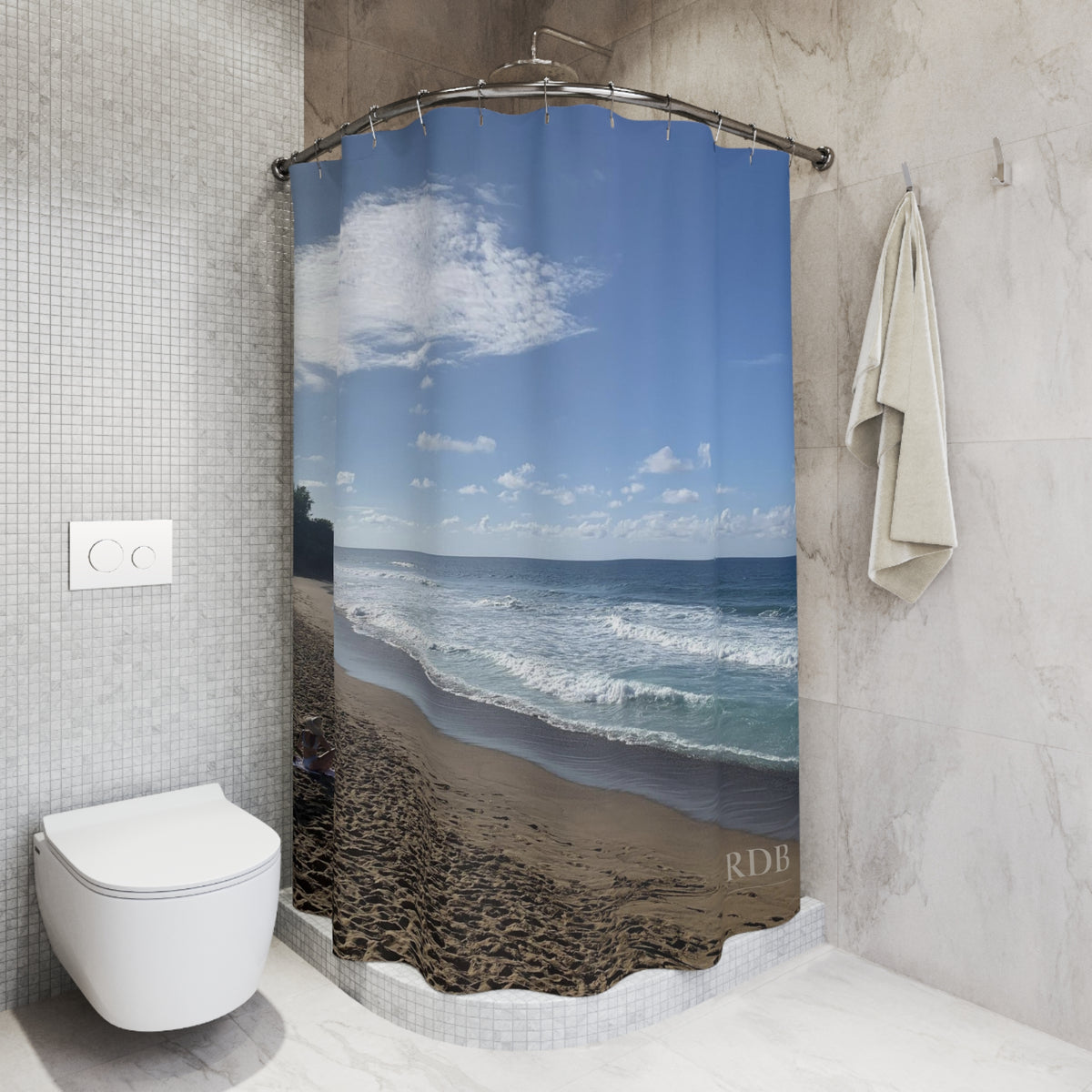 Tropical Sandy Beach Shower Curtain