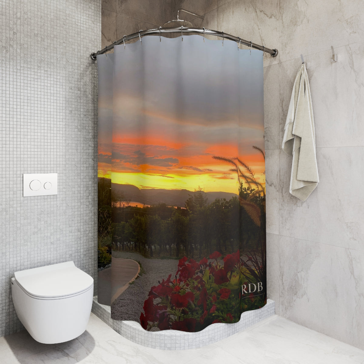 Winery Lake View Shower Curtain