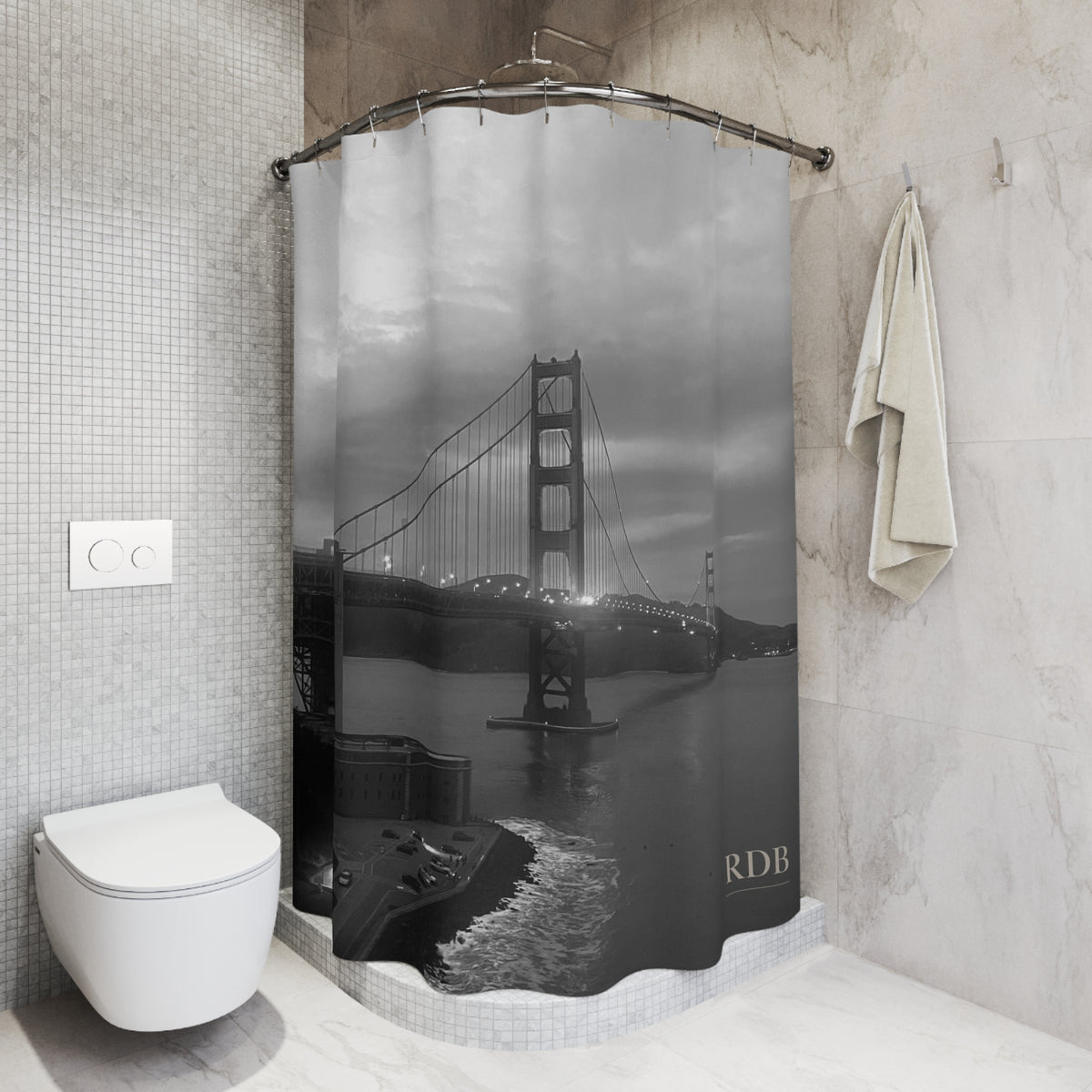 Golden Gate Bridge Black & White Shower Curtain