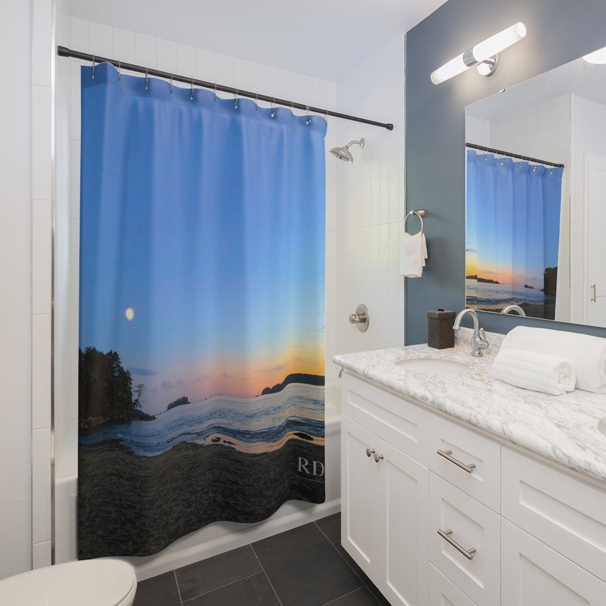 Full Moon Rising Shower Curtain