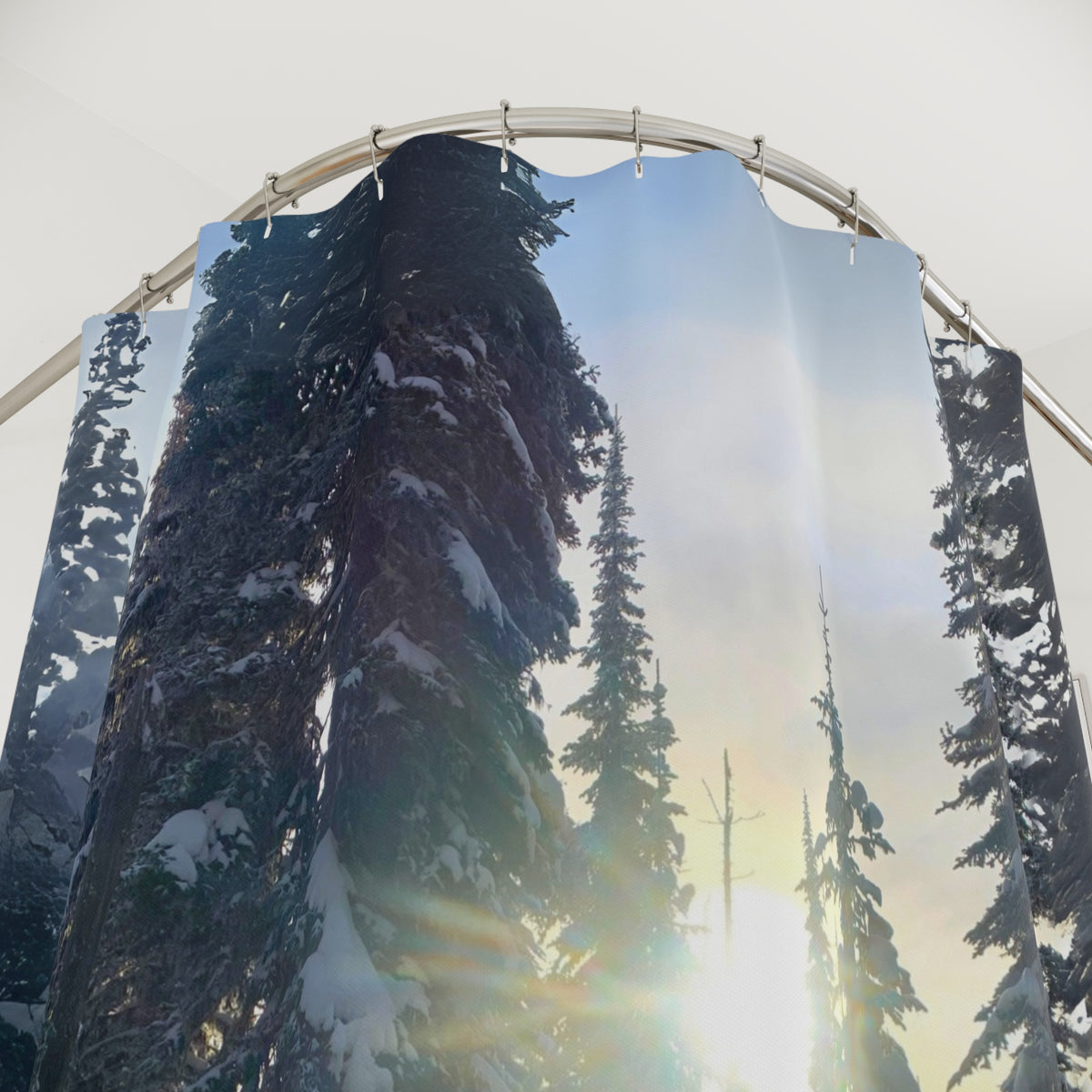 Tree Run Snowboard Ski Shower Curtain