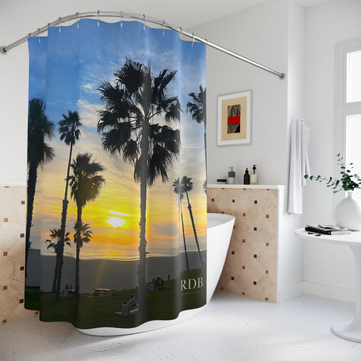 California Beach Vibes Shower Curtain
